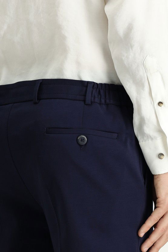 Erkek Giyim - Techno-Line Slim Fit Dar Kesim Likralı Örme Klasik Kumaş Pantolon