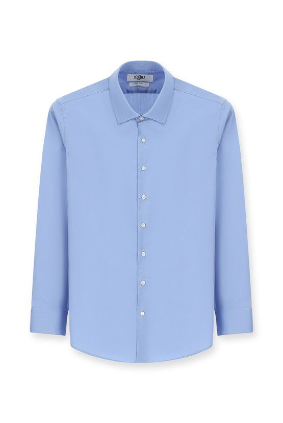 Erkek Giyim - Uzun Kol Slim Fit Dar Kesim Klasik Non Iron Saten Pamuklu Gömlek