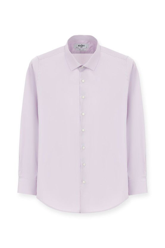 Erkek Giyim - Uzun Kol Slim Fit Dar Kesim Klasik Non Iron Saten Pamuklu Gömlek