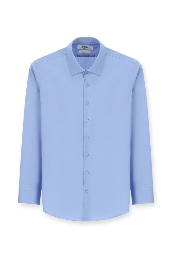Erkek Giyim - Uzun Kol Slim Fit Dar Kesim Klasik Non Iron Saten Pamuklu Gömlek