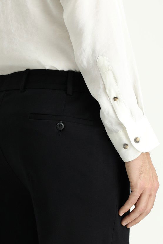 Erkek Giyim - Techno-Line Slim Fit Dar Kesim Likralı Örme Klasik Kumaş Pantolon