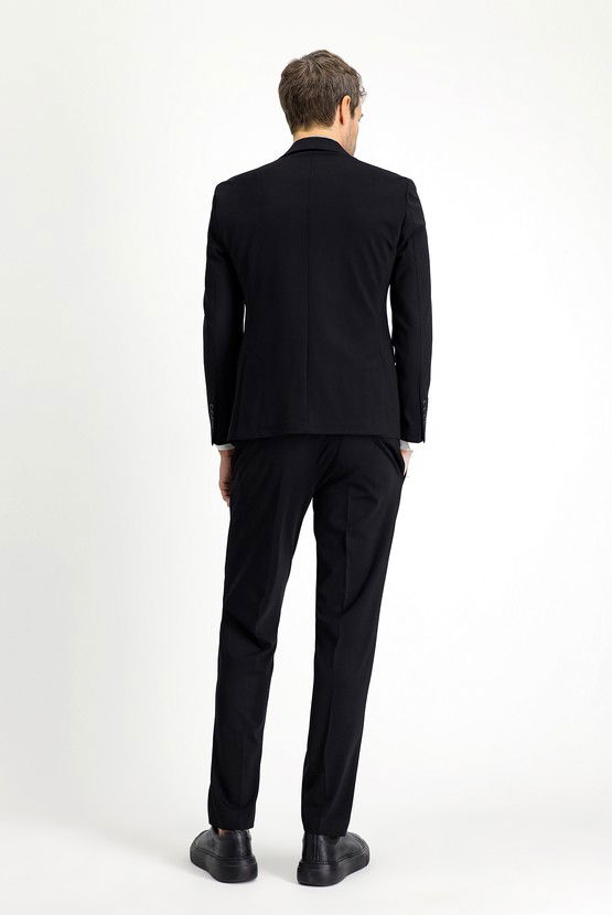 Erkek Giyim - Techno-Line Slim Fit Dar Kesim Likralı Örme Klasik Kumaş Pantolon