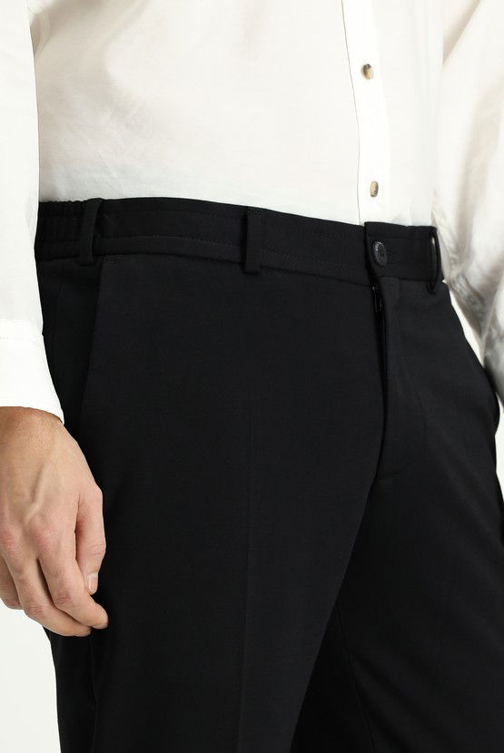 Erkek Giyim - Techno-Line Slim Fit Dar Kesim Likralı Örme Klasik Kumaş Pantolon