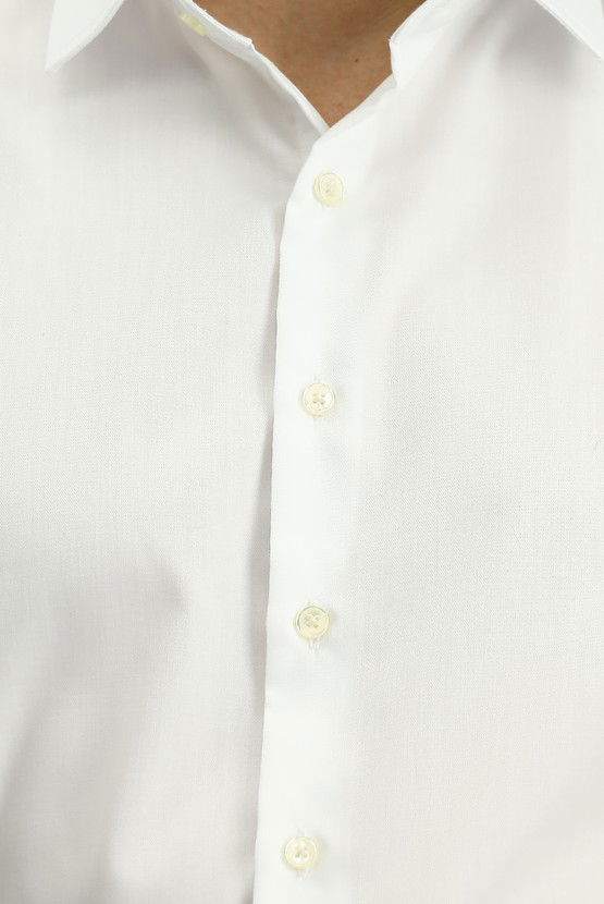 Erkek Giyim - Uzun Kol Slim Fit Dar Kesim Klasik Non Iron Pamuklu Gömlek