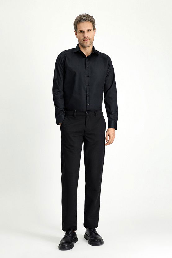 Erkek Giyim - Uzun Kol Slim Fit Dar Kesim Klasik Non Iron Pamuklu Gömlek