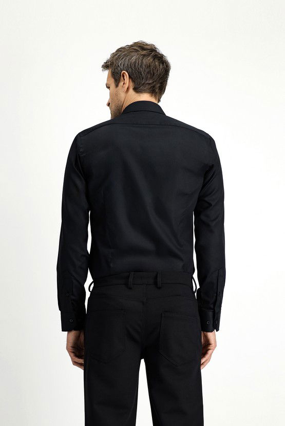 Erkek Giyim - Uzun Kol Slim Fit Dar Kesim Klasik Non Iron Pamuklu Gömlek