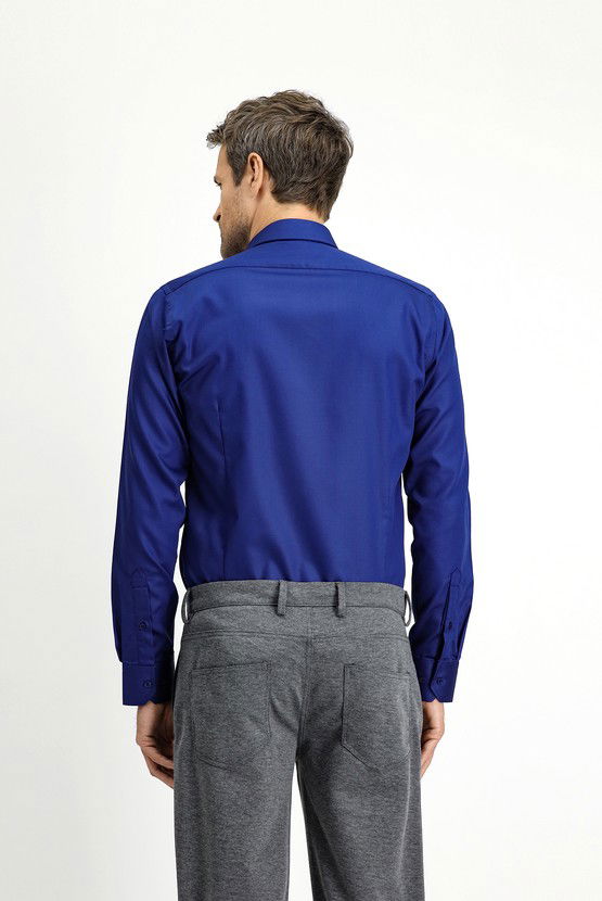 Erkek Giyim - Uzun Kol Slim Fit Dar Kesim Klasik Non Iron Pamuklu Gömlek