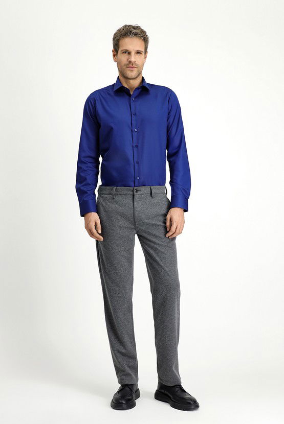 Erkek Giyim - Uzun Kol Slim Fit Dar Kesim Klasik Non Iron Pamuklu Gömlek