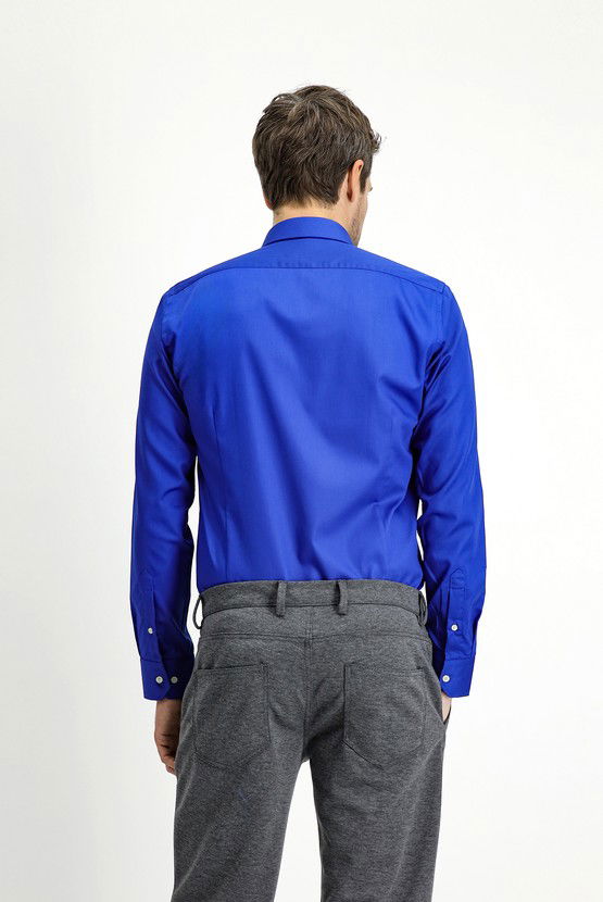 Erkek Giyim - Uzun Kol Slim Fit Dar Kesim Klasik Non Iron Pamuklu Gömlek