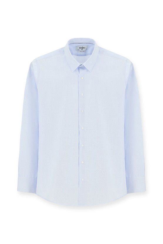 Erkek Giyim - Uzun Kol Slim Fit Dar Kesim Non Iron Klasik Desenli Pamuklu Gömlek