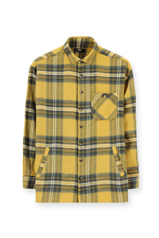 Erkek Giyim - Uzun Kol Oversize Ekose Shacket Oduncu Pamuk Gömlek / Mont