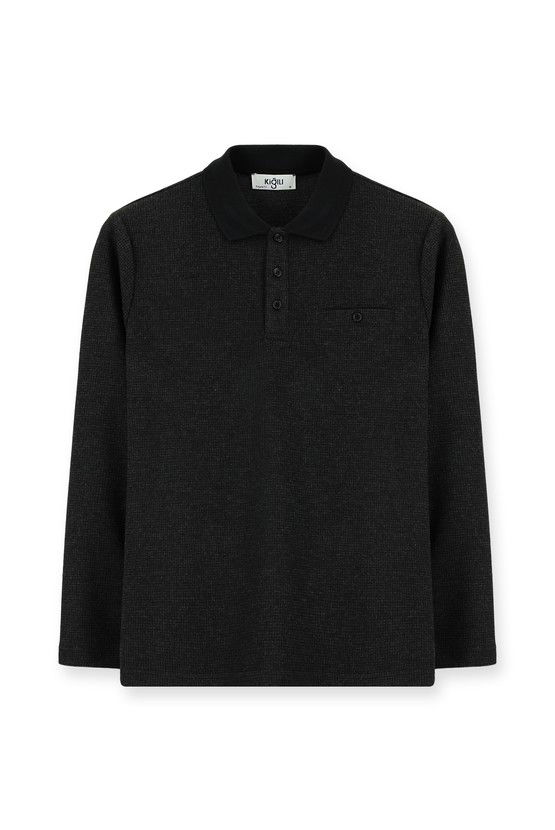 Erkek Giyim - Polo Yaka Regular Fit Sweatshirt