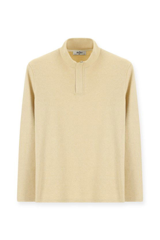Erkek Giyim - Bato Yaka Regular Fit Fermuarlı Çizgili Pamuklu Sweatshirt