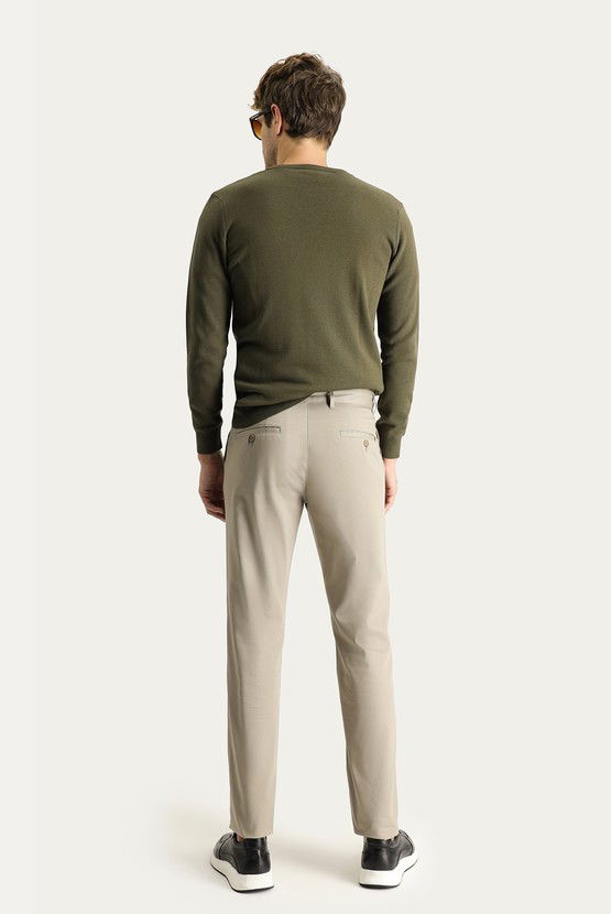 Erkek Giyim - Slim Fit Dar Kesim Likralı Kanvas / Chino Pantolon