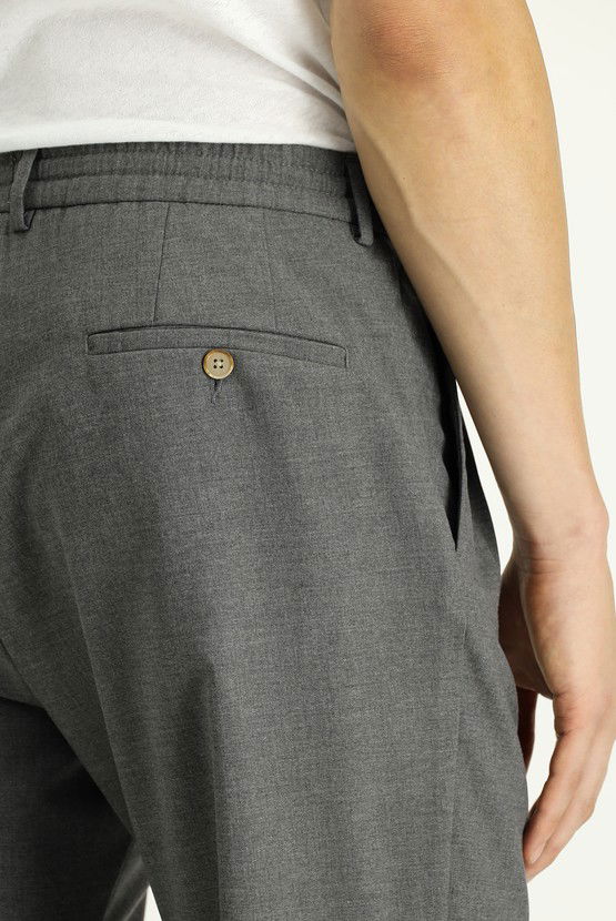 Erkek Giyim - Regular Fit Beli Lastikli İpli Likralı Pileli Pantolon