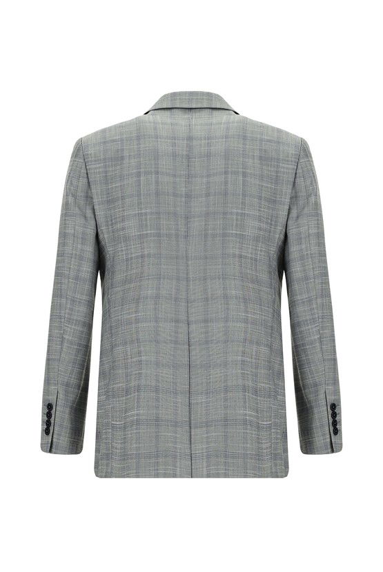 Erkek Giyim - Slim Fit Dar Kesim Klasik Ekose Takım Elbise