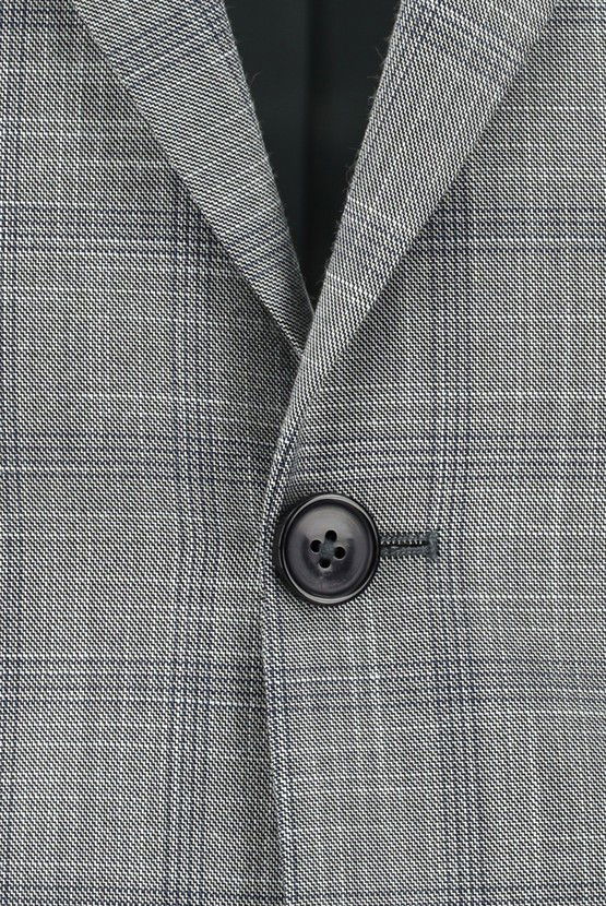 Erkek Giyim - Slim Fit Dar Kesim Klasik Ekose Takım Elbise