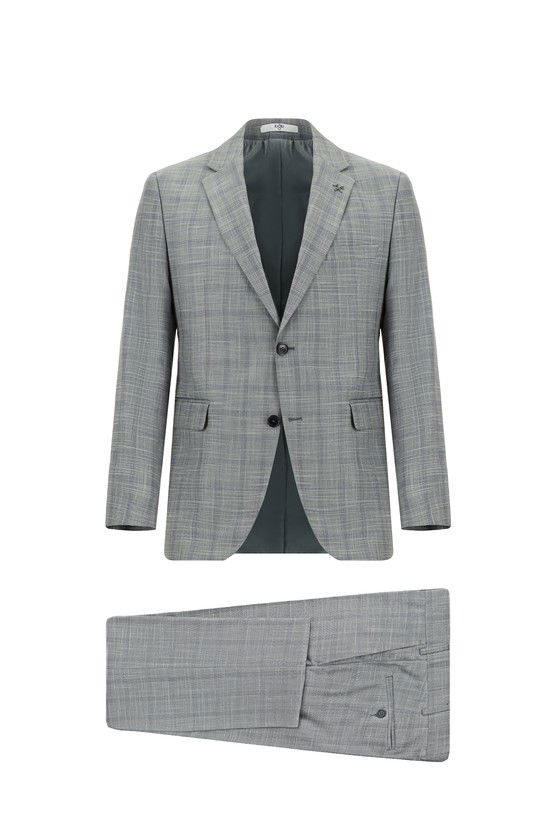 Erkek Giyim - Slim Fit Dar Kesim Klasik Ekose Takım Elbise