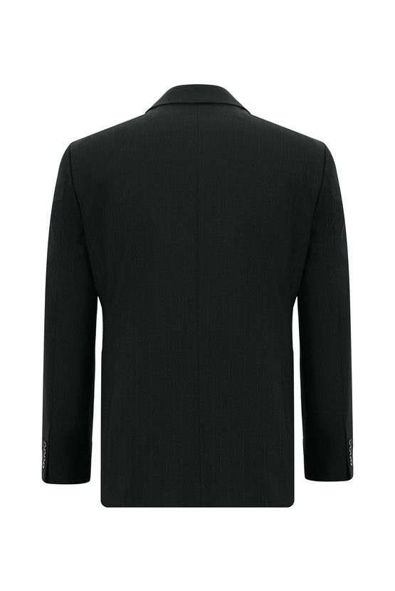 Erkek Giyim - Slim Fit Dar Kesim Yünlü Klasik Çizgili Takım Elbise
