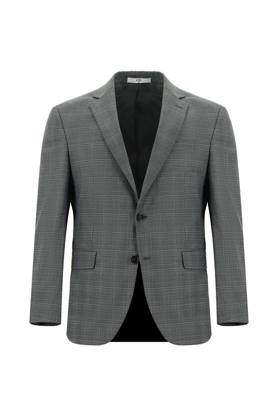 Erkek Giyim - Slim Fit Dar Kesim Klasik Ekose Takım Elbise