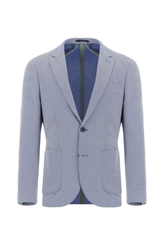 Erkek Giyim - Super Slim Fit Ekstra Dar Kesim Desenli Spor Pamuklu Ceket