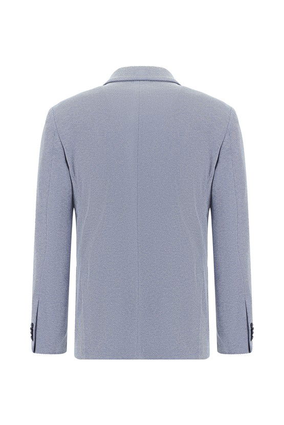 Erkek Giyim - Super Slim Fit Ekstra Dar Kesim Desenli Spor Pamuklu Ceket