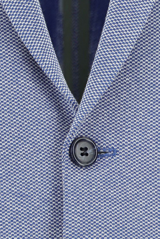 Erkek Giyim - Super Slim Fit Ekstra Dar Kesim Desenli Spor Pamuklu Ceket