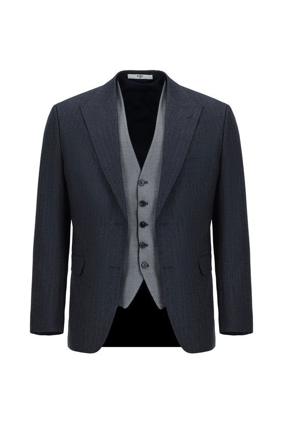 Erkek Giyim - Slim Fit Dar Kesim Kombinli Yelekli Takım Elbise