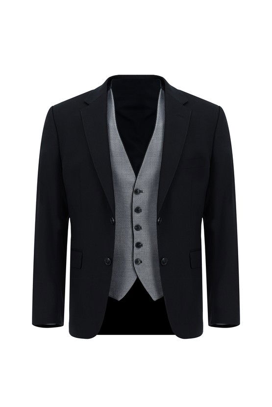 Erkek Giyim - Slim Fit Dar Kesim Yelekli Takım Elbise