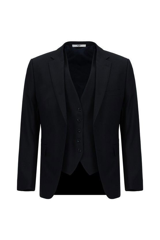 Erkek Giyim - Slim Fit Dar Kesim Yelekli Takım Elbise