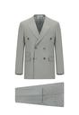  ORTA GRİ  Slim Fit Dar Kesim Çizgili Kruvaze Takım Elbise