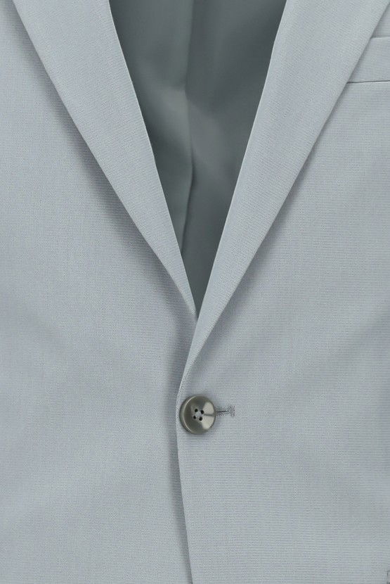 Erkek Giyim - Slim Fit Dar Kesim Pamuklu Lyocell Klasik Takım Elbise