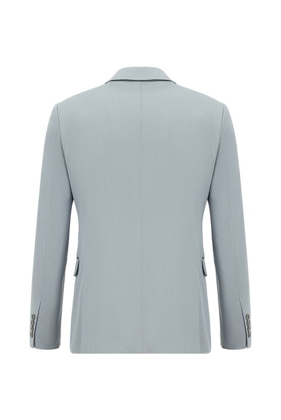 Erkek Giyim - Slim Fit Dar Kesim Pamuklu Lyocell Klasik Takım Elbise