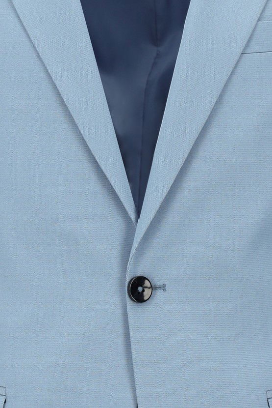 Erkek Giyim - Slim Fit Dar Kesim Pamuklu Lyocell Klasik Takım Elbise