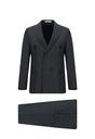  KOYU FÜME  Slim Fit Dar Kesim Desenli Kruvaze Takım Elbise