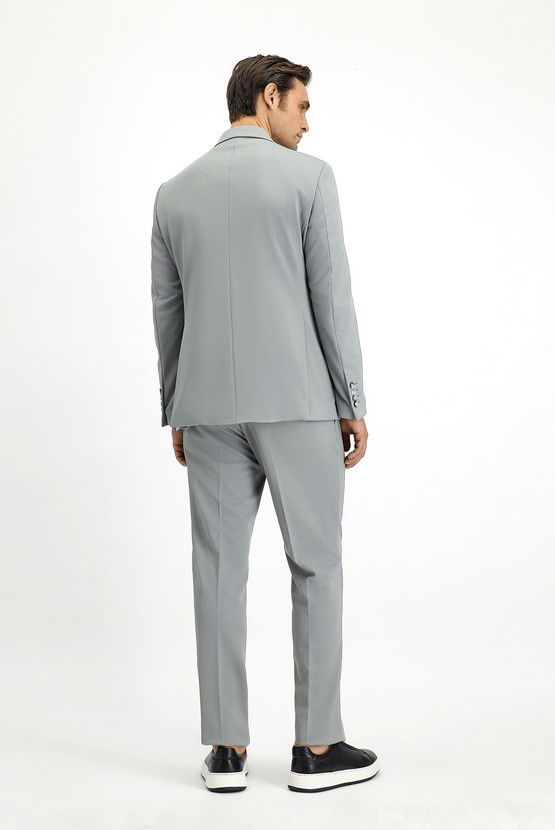 Erkek Giyim - Slim Fit Dar Kesim Kruvaze Takım Elbise