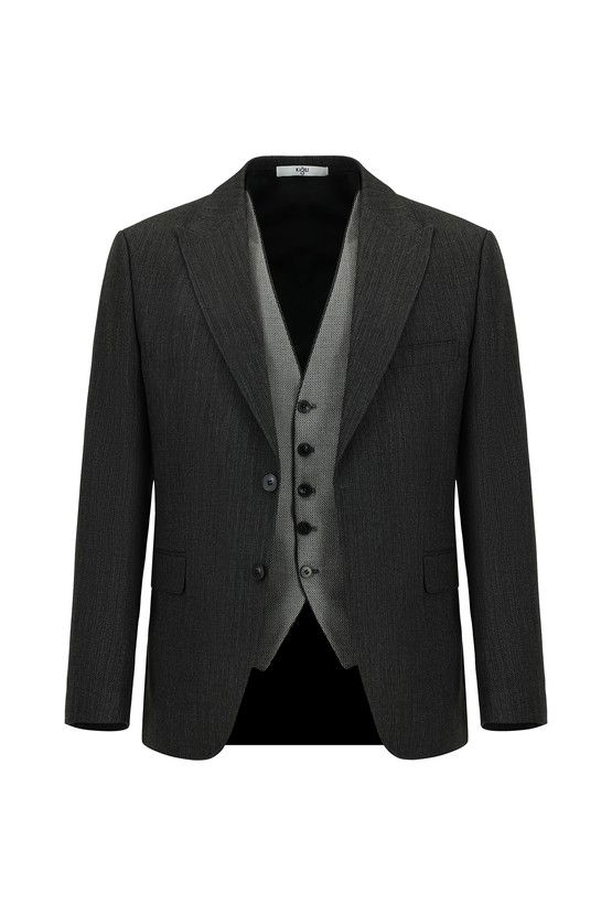 Erkek Giyim - Slim Fit Dar Kesim Kombinli Yelekli Takım Elbise