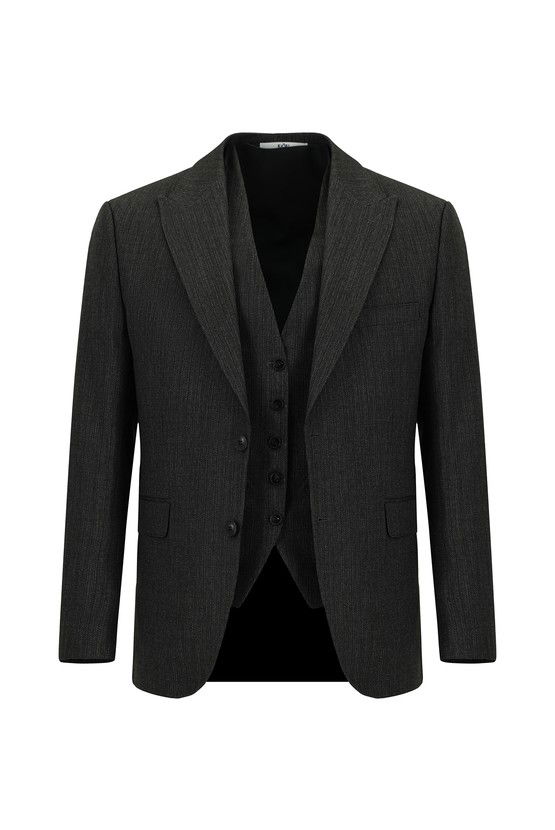 Erkek Giyim - Slim Fit Dar Kesim Kombinli Yelekli Takım Elbise