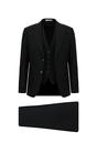 SİYAH  Slim Fit Dar Kesim Çizgili Kombinli Yelekli Takım Elbise