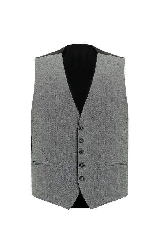 Erkek Giyim - Slim Fit Dar Kesim Çizgili Kombinli Yelekli Takım Elbise
