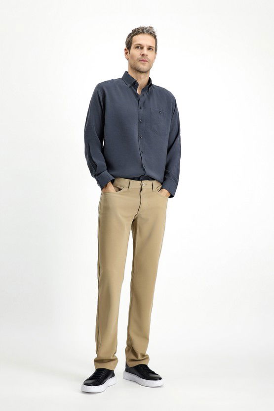 Erkek Giyim - Slim Fit Dar Kesim Kanvas / Chino Pantolon