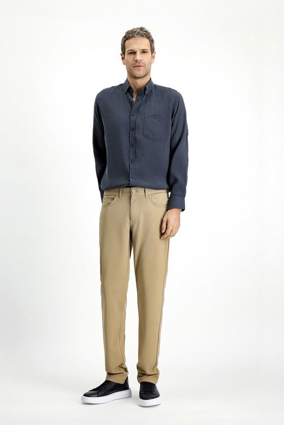 Erkek Giyim - Slim Fit Dar Kesim Kanvas / Chino Pantolon