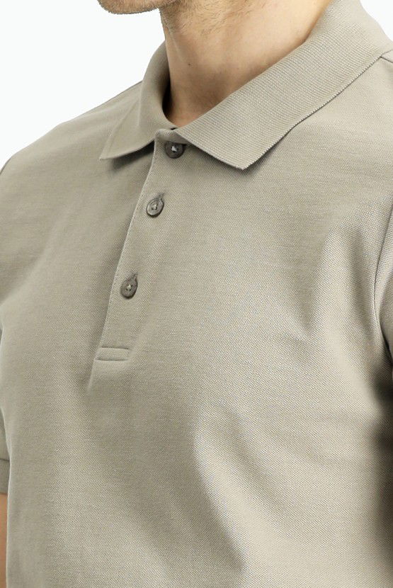 Erkek Giyim - Slim Fit Dar Kesim Nakışlı Pamuk Polo Yaka Tişört