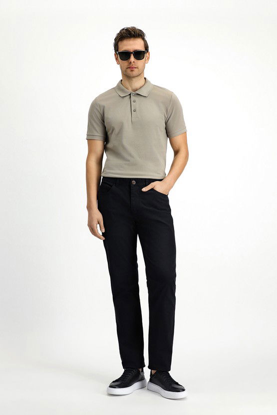 Erkek Giyim - Slim Fit Dar Kesim Nakışlı Pamuk Polo Yaka Tişört