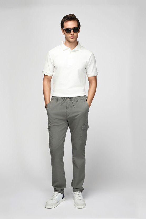Erkek Giyim - Polo Yaka Regular Fit Desenli Pamuklu Tişört