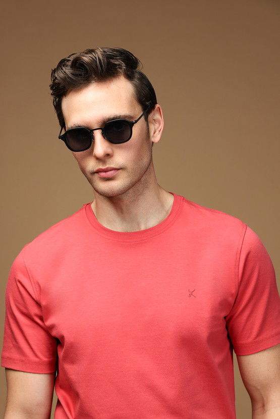 Erkek Giyim - Bisiklet Yaka Slim Fit Dar Kesim Süprem Pamuklu Tişört