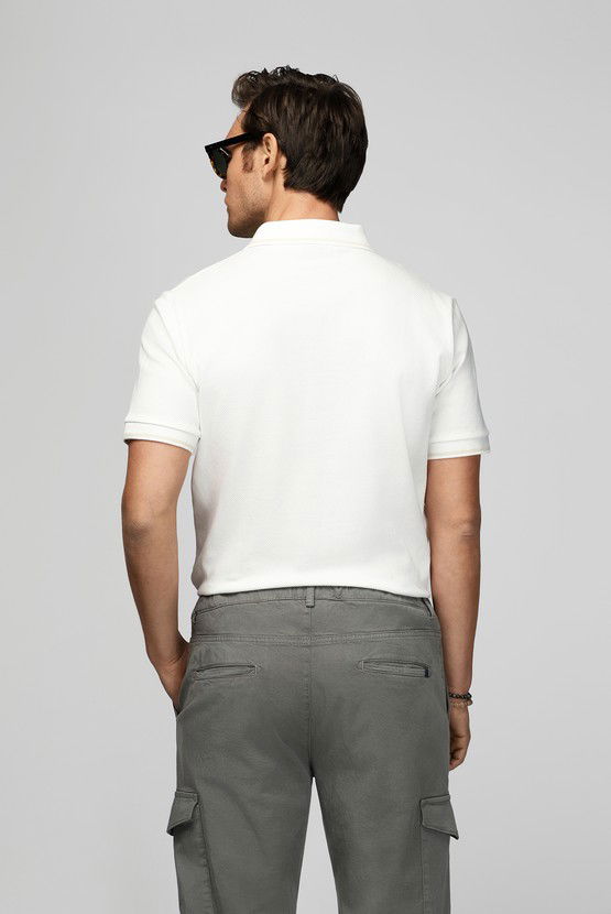 Erkek Giyim - Polo Yaka Regular Fit Desenli Pamuklu Tişört