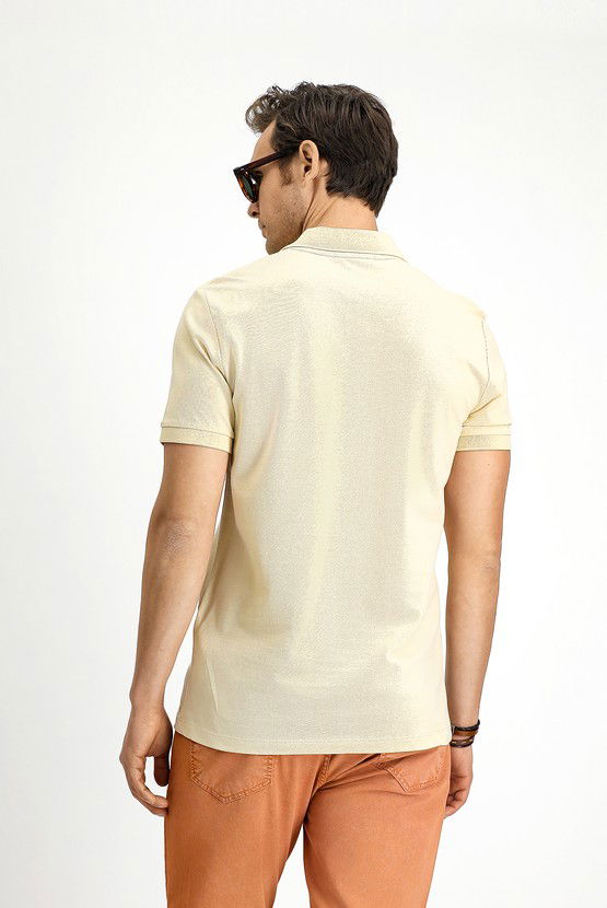 Erkek Giyim - Slim Fit Dar Kesim Nakışlı Pamuk Polo Yaka Tişört