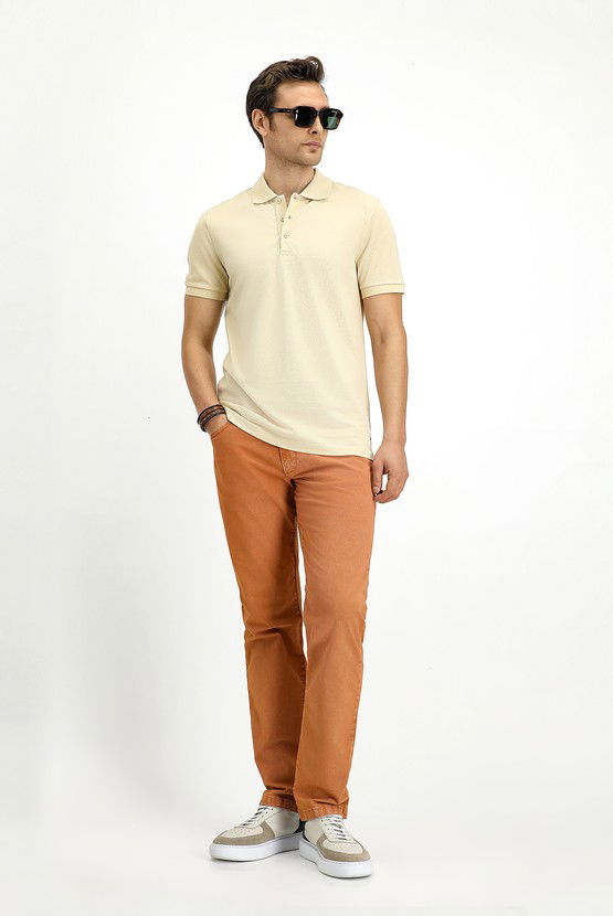 Erkek Giyim - Slim Fit Dar Kesim Nakışlı Pamuk Polo Yaka Tişört