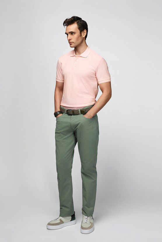Erkek Giyim - Slim Fit Dar Kesim Nakışlı Pamuk Polo Yaka Tişört